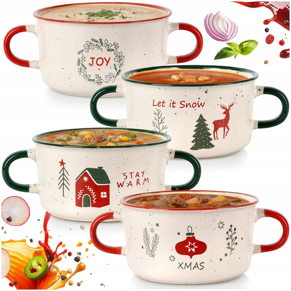 4x Miska Bulionówka miska na polévku vánoční Vánoce Štědrý den