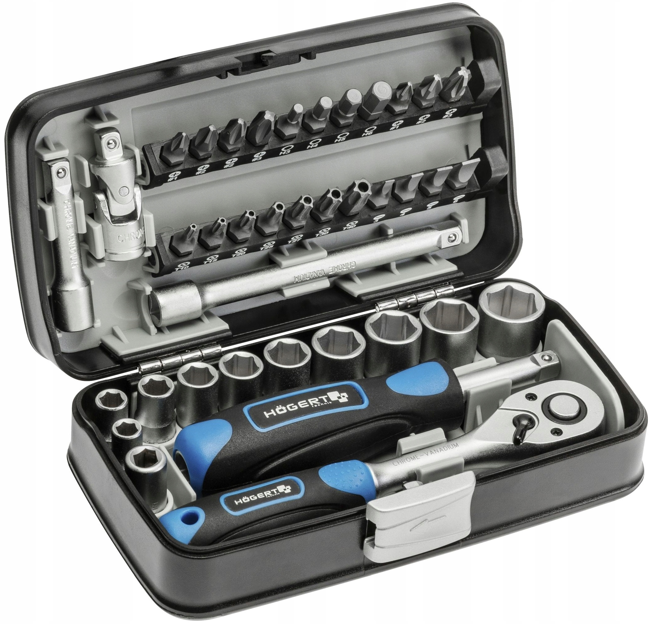 

Zestaw bitów i nasadek z grzechotką 1/4", 38 szt.