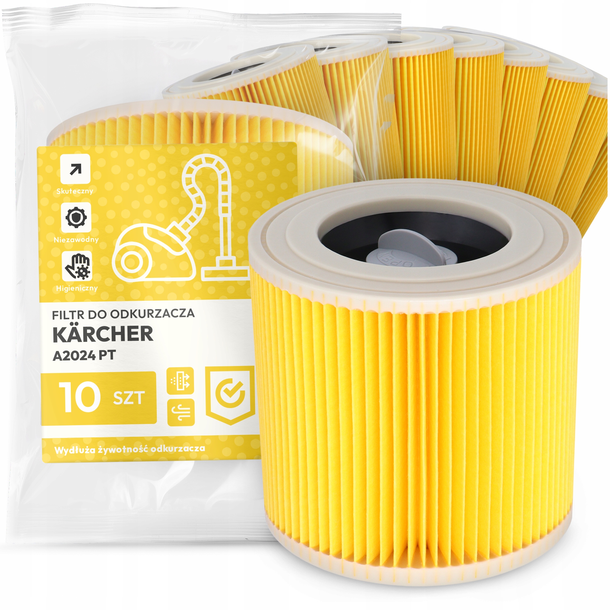 10 x Filtr Pro Vysavač Kärcher A2024 Pt Vzduch Výkonný Náhradník Em-w