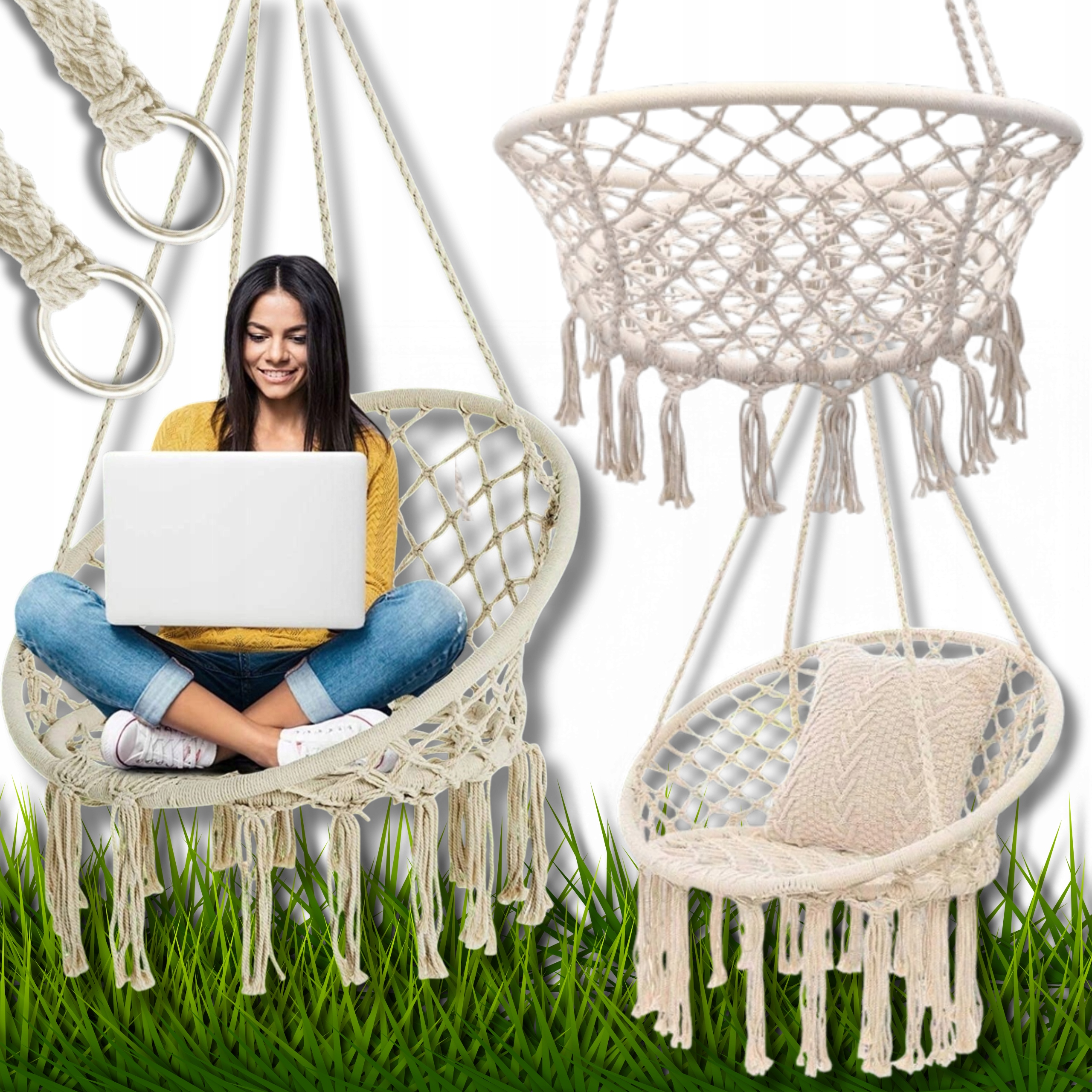 Čapí Hnízdo Závěsné Křeslo Zahradní Houpačka Boho Pro Zahradní Dům 120 CM