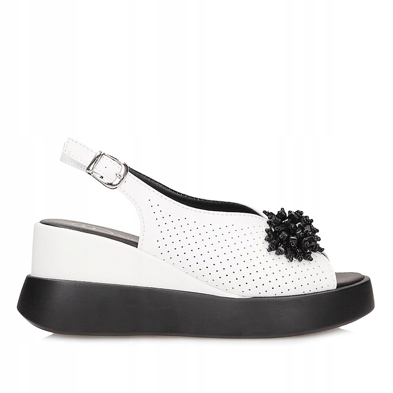 Dámské sandály Filippo DS6076/25 Wh na podpatku s ozdobou