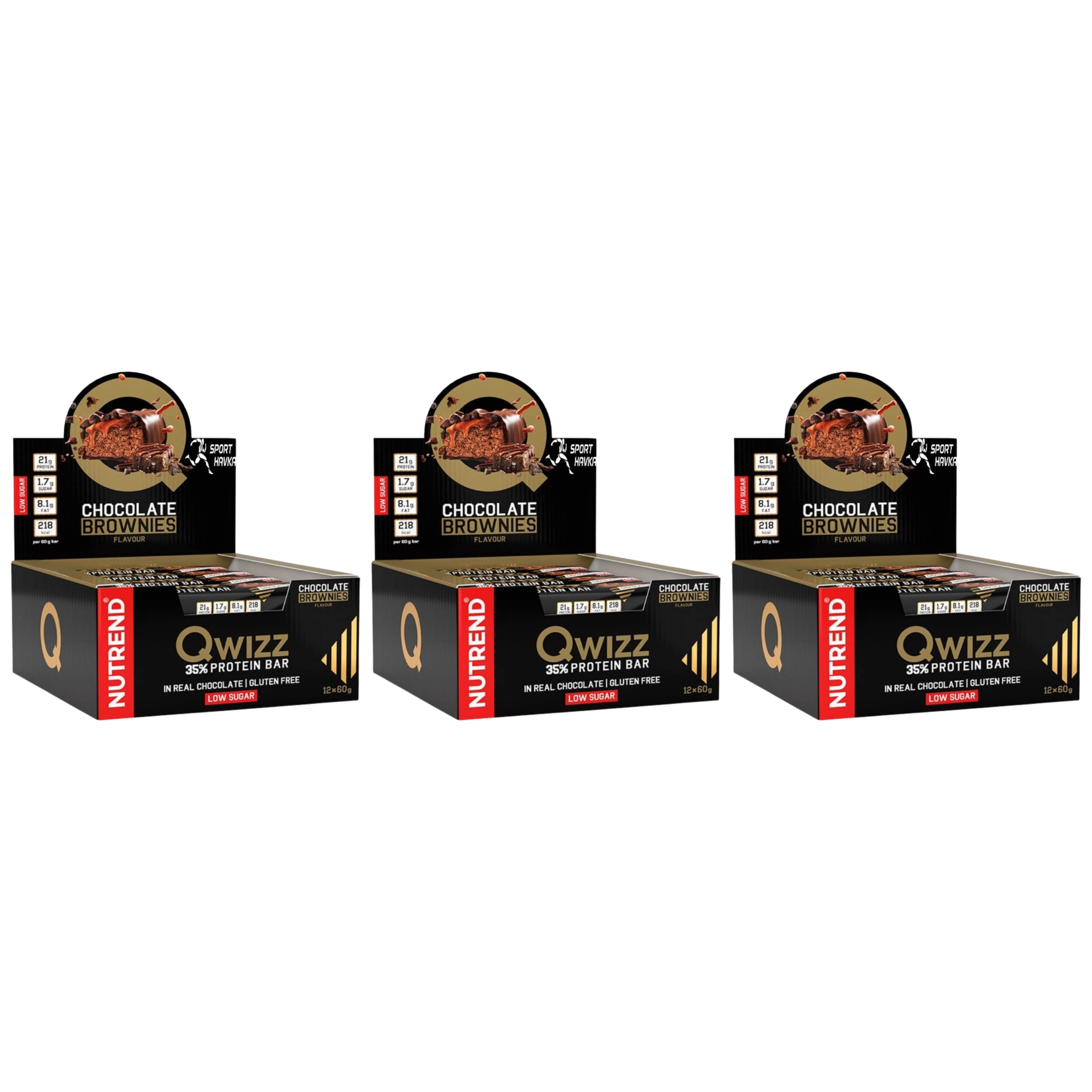 3x Proteinová Tyčinka 21 g Bílkoviny Vláknina Bezlepková Qwizz Nutrend 24 x 60 g