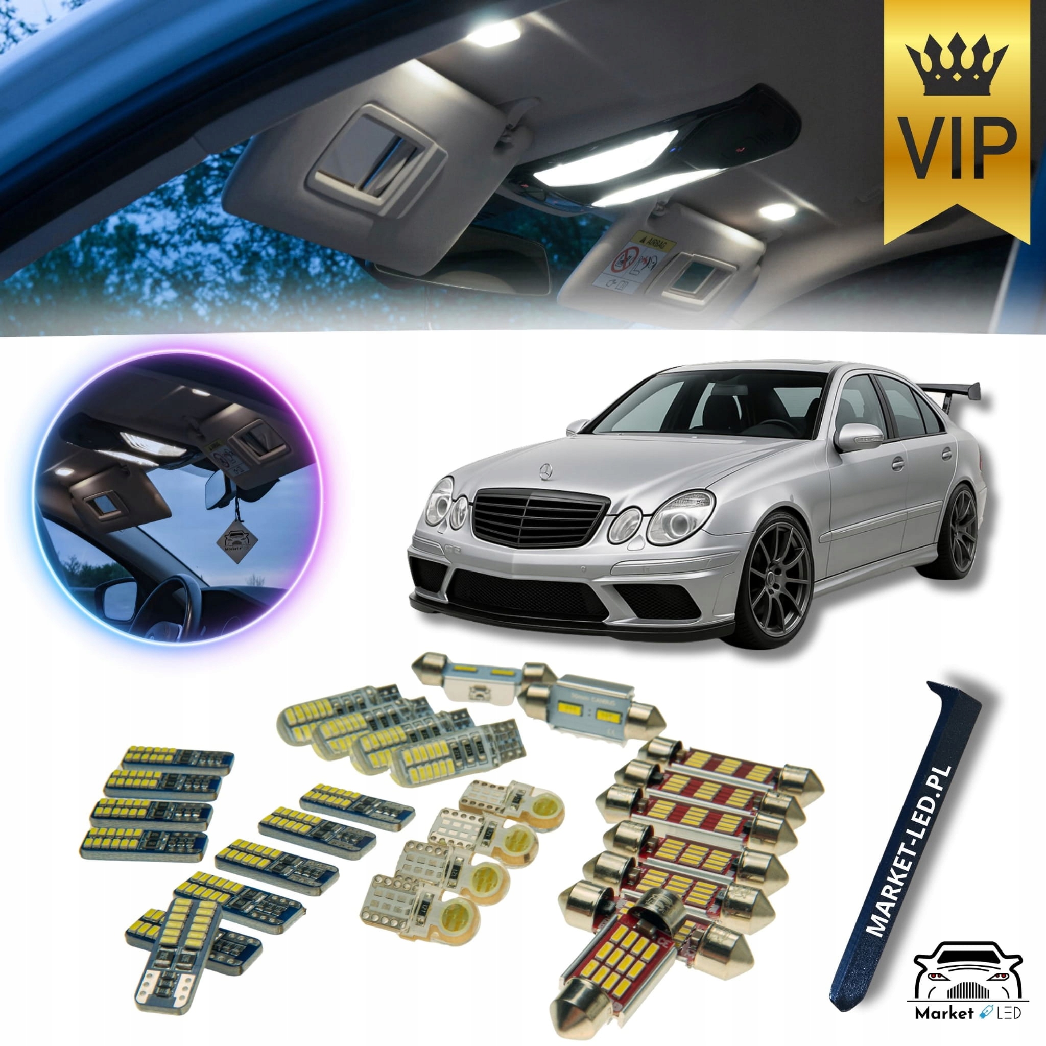 MERCEDES E W211 - Zestaw Oświetlenie wnętrza LED! VIP