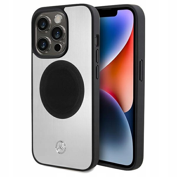 Mercedes MEHMP15L23ACMS Kryt na iPhone 15 Pro 6.1" stříbrný/silver pevné pouzdro Leather&