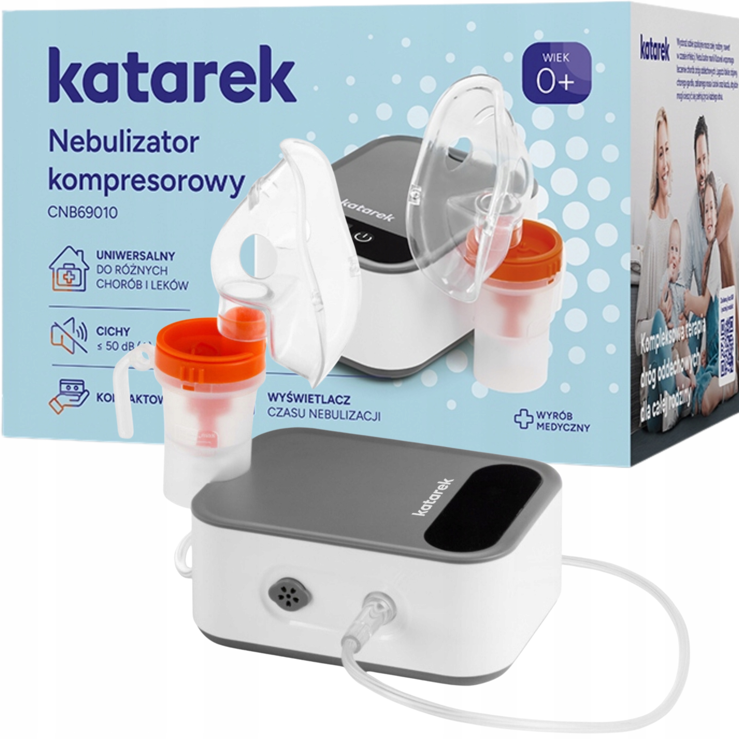 Katarek Nebulizator Kompresorowy Inhalator Z Timerem Uniwersalny Cichy