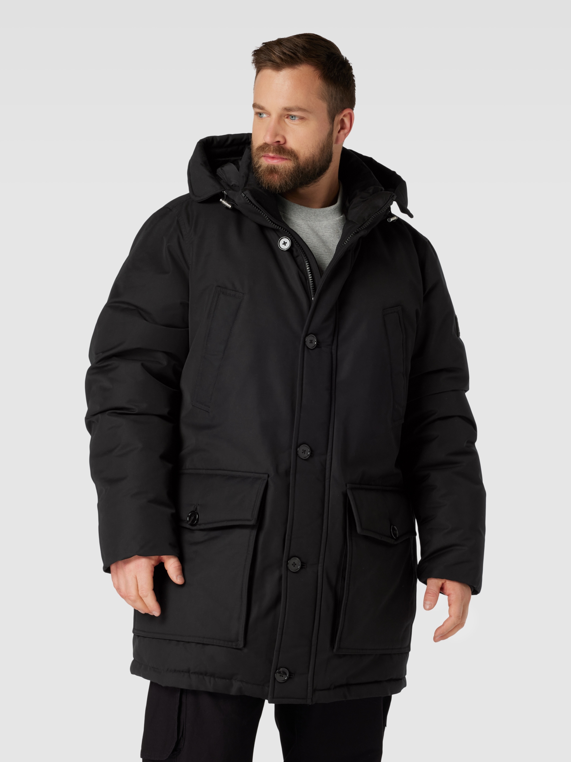 Tommy Hilfiger Černá Parka S Kapucí A Kapsami 2XL 6FA