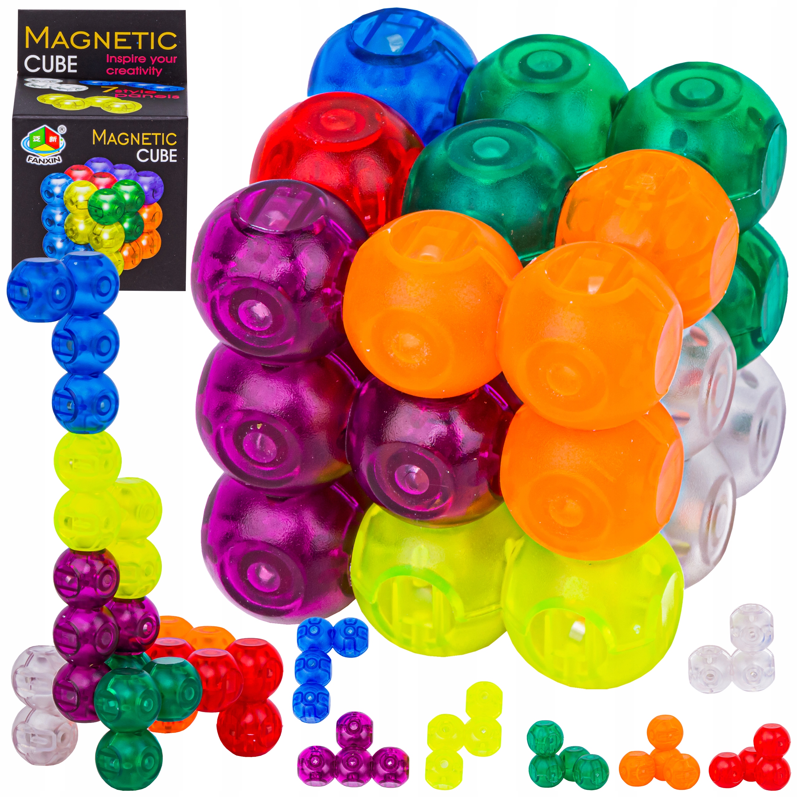 GRA KOSTKA DO SKŁADANIA MAGNETYCZNE KLOCKI KOLOR
