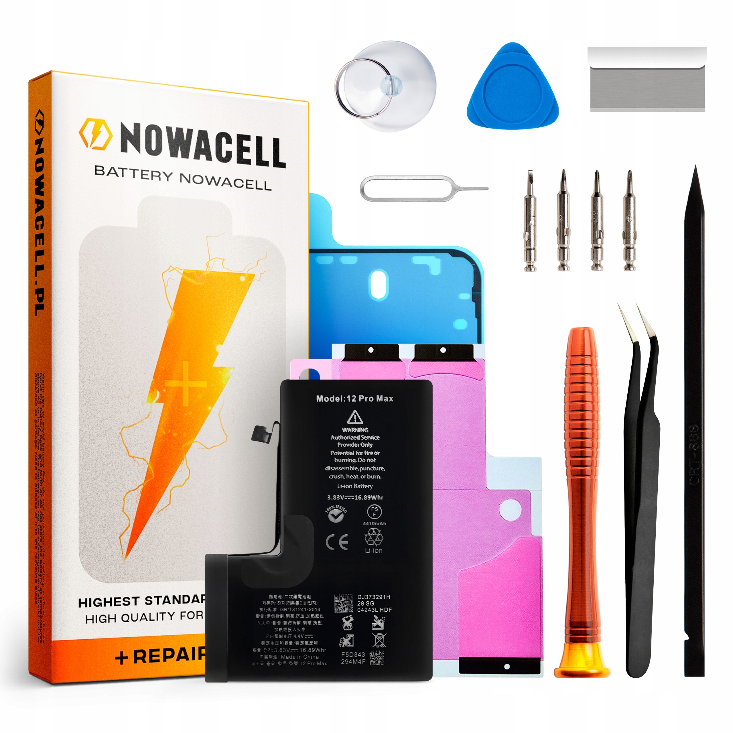 Baterie pro iPhone 12 Pro Max Větší kapacita 4410 mAh Sada Nowacell