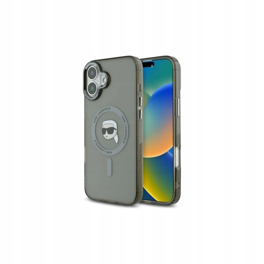 Pouzdro Karl Lagerfeld iPhone 16 Plus MagSafe Metal Karl Head Černé