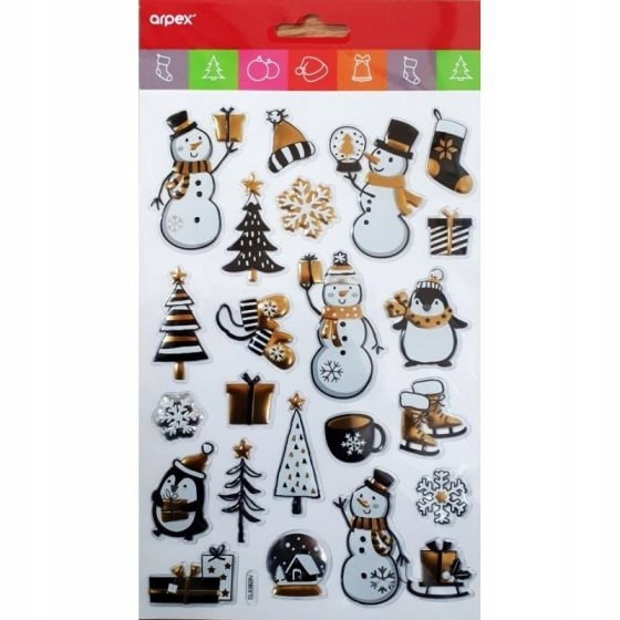 

Naklejki świąteczne 3D Glamour wypukłe Święta 23sz