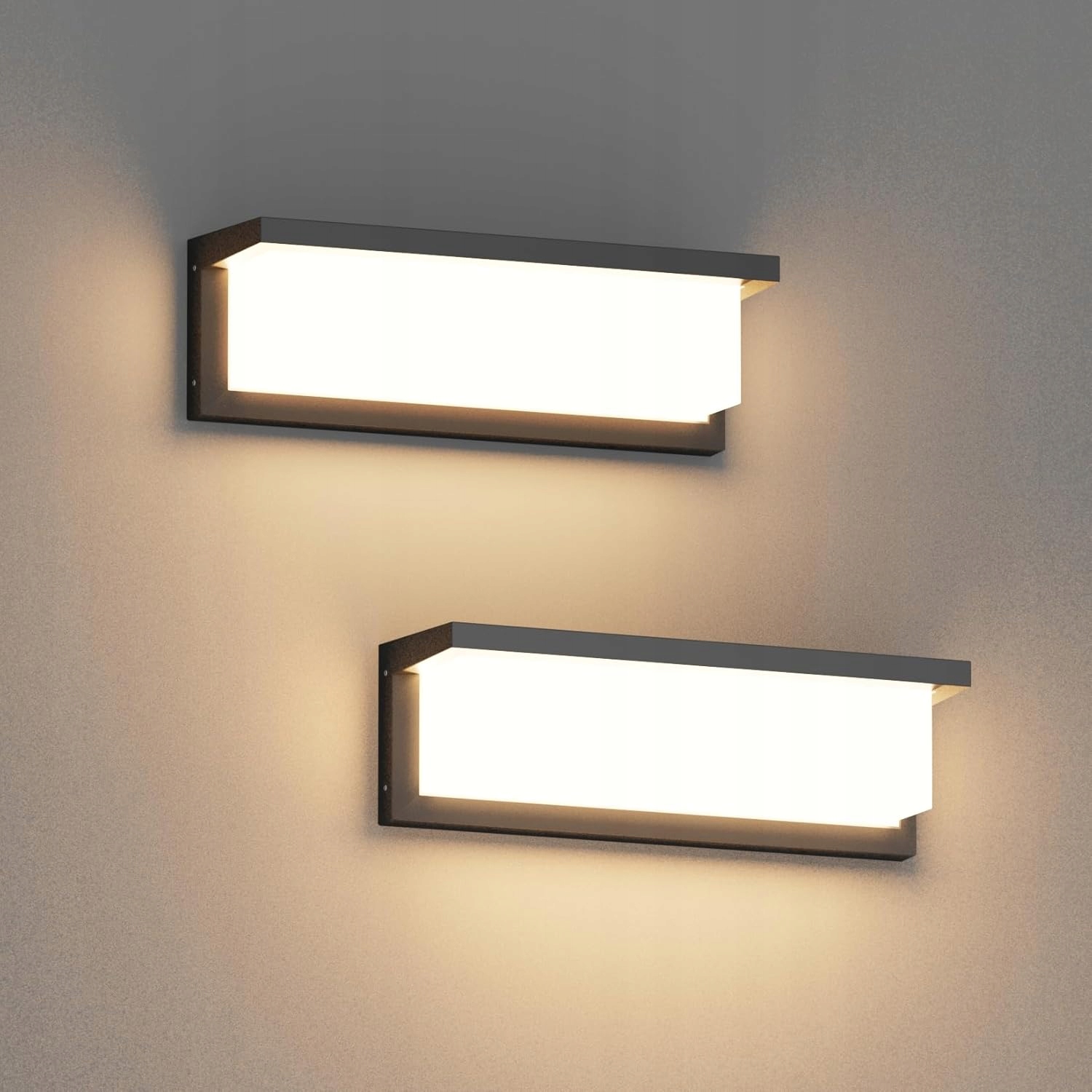 Led nástenná lampa 36W IP65 3000K čierna vonkajšia a vnútorná 2 kusy