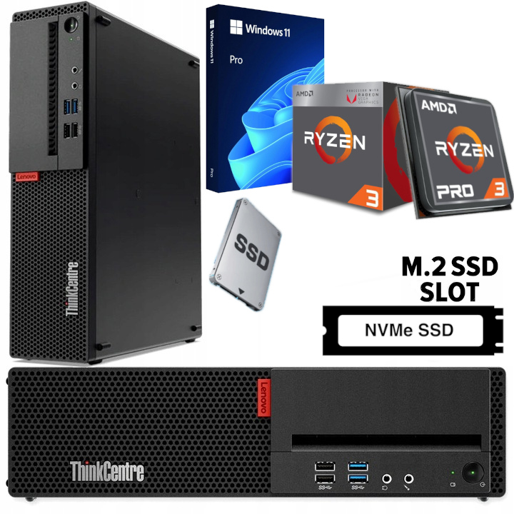 PC Lenovo M725s Ryzen 3 Quad 3.7GHz Radeon 16GB DDR4 2TB SSD DP COM W11