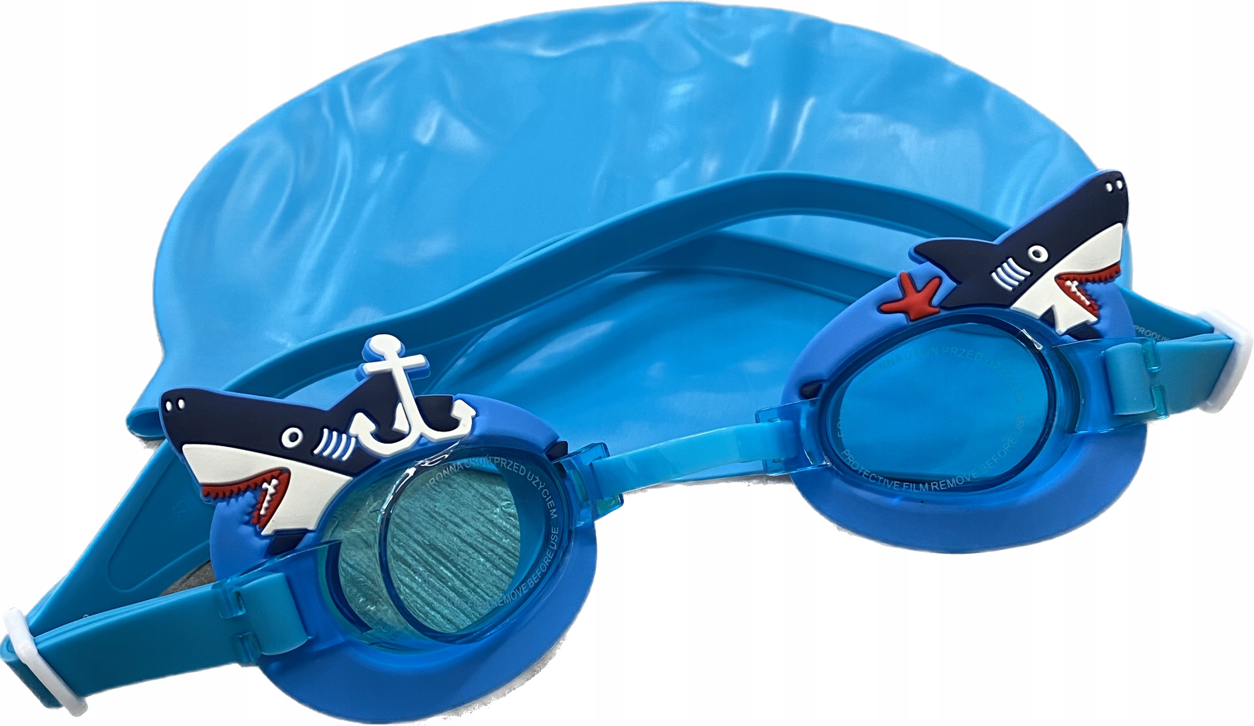 Zestaw Okulary Czepek Etui Do Pływania Dla Dzieci Seven for 7 Niebieski