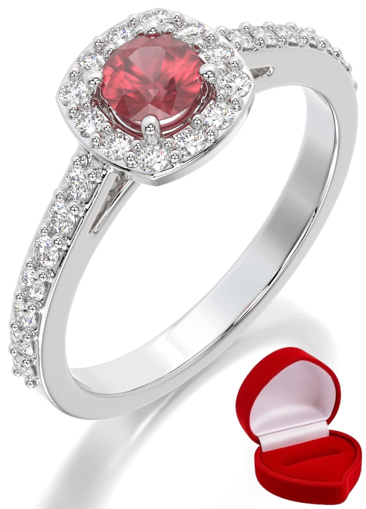 Zlatý Prstýnek 585 14k Rubín 0,30 ct Bílé Zlato R6