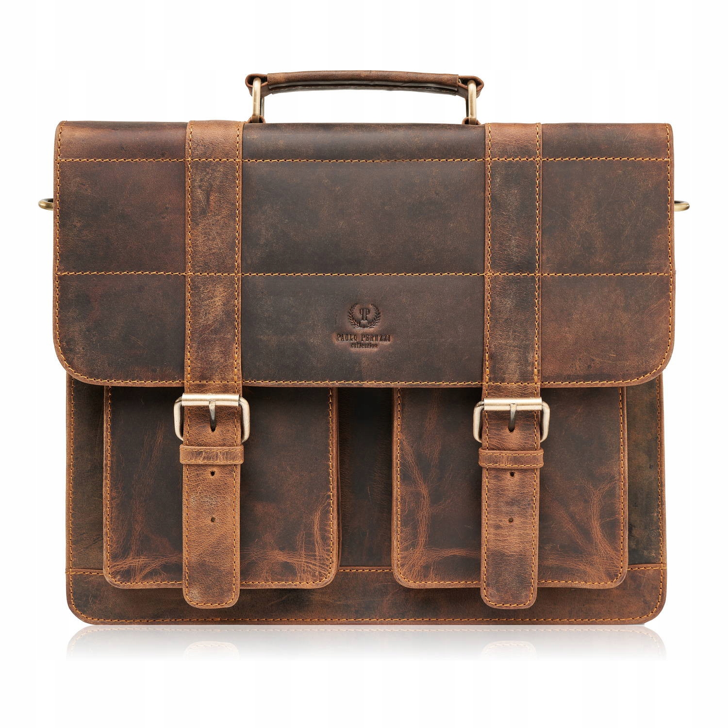 Torba męska skórzana vintage na ramię A4 brązowa duża aktówka męska