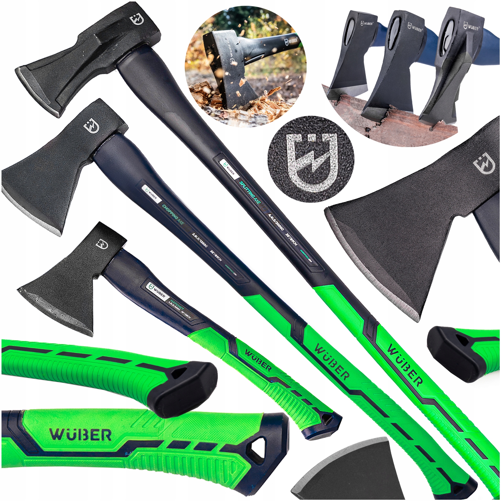 Zestaw 3 Siekier Siekiera Rozłupująca Fiberglass