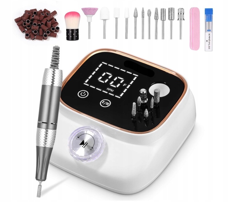 Frezarka Do Paznokci 45000 Obr./min LCD Zestaw Frezów Manicure Pedicure