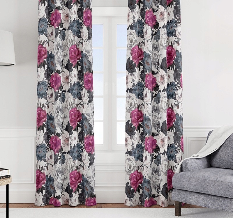 

Zasłony Gotowe na żabki w kwiaty 140x230