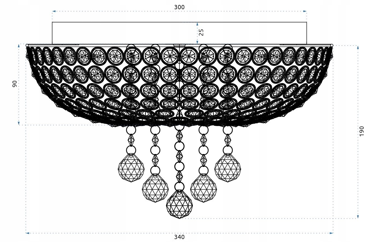 KRYSZTAŁOWA LAMPA SUFITOWA PLAFON GLAMOUR KRYSZTAŁ Liczba punktów światła 4