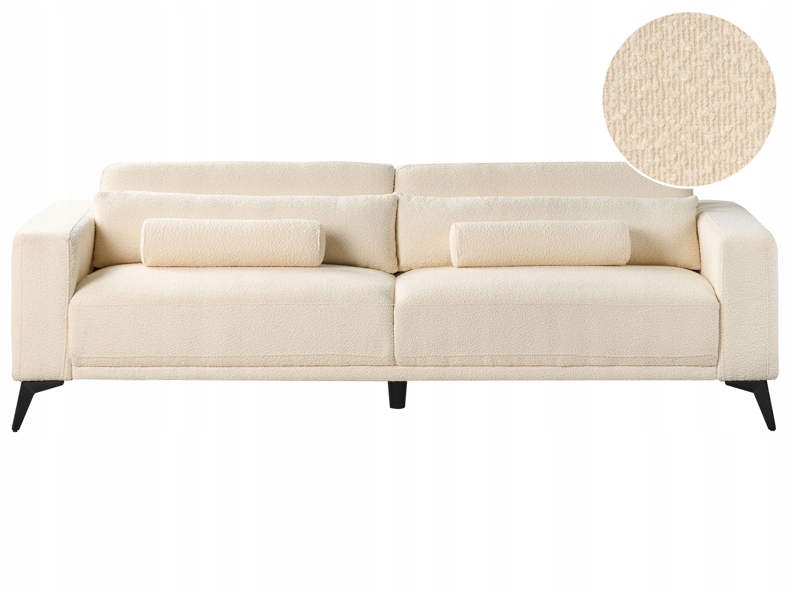 Sofa 3-osobowa regulowane oparcie boucle biała