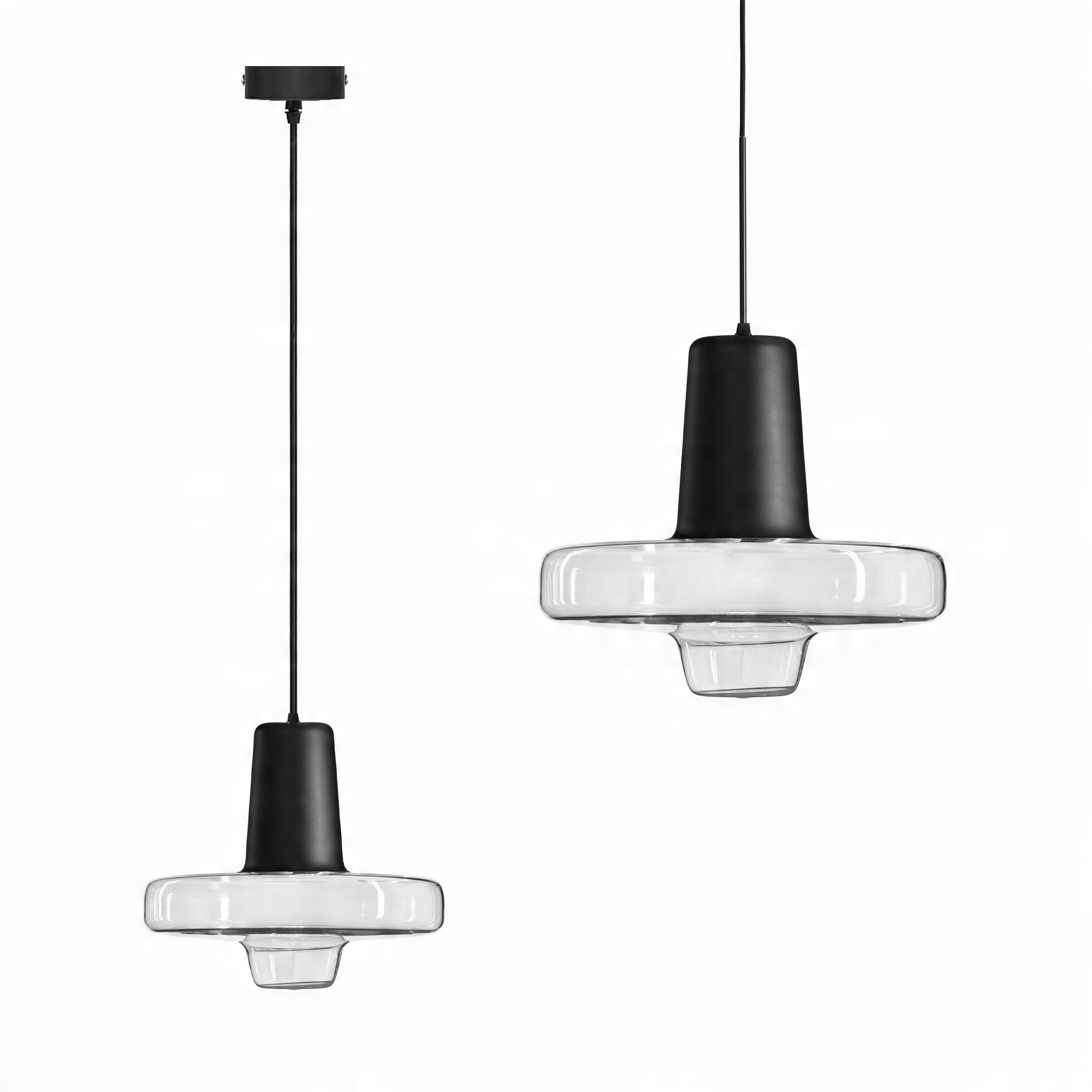 

Lampa Sufitowa Wisząca Szklana Metalowa Black Led