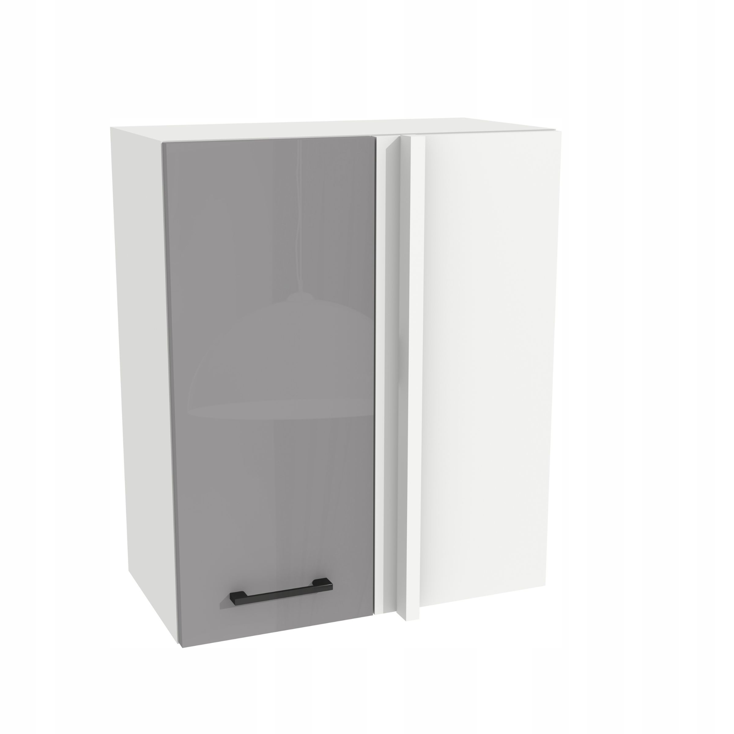 Horná rohová kuchynská skrinka 65/72 Capri Biela predná časť, šedá, Akrylový lesk