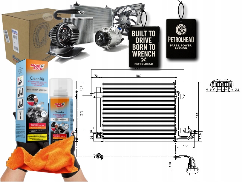 Kondenzátor Klimatizace Vw Caddy III Touran 1.4-2.0 #Petrolhead Pro+ Kit9
