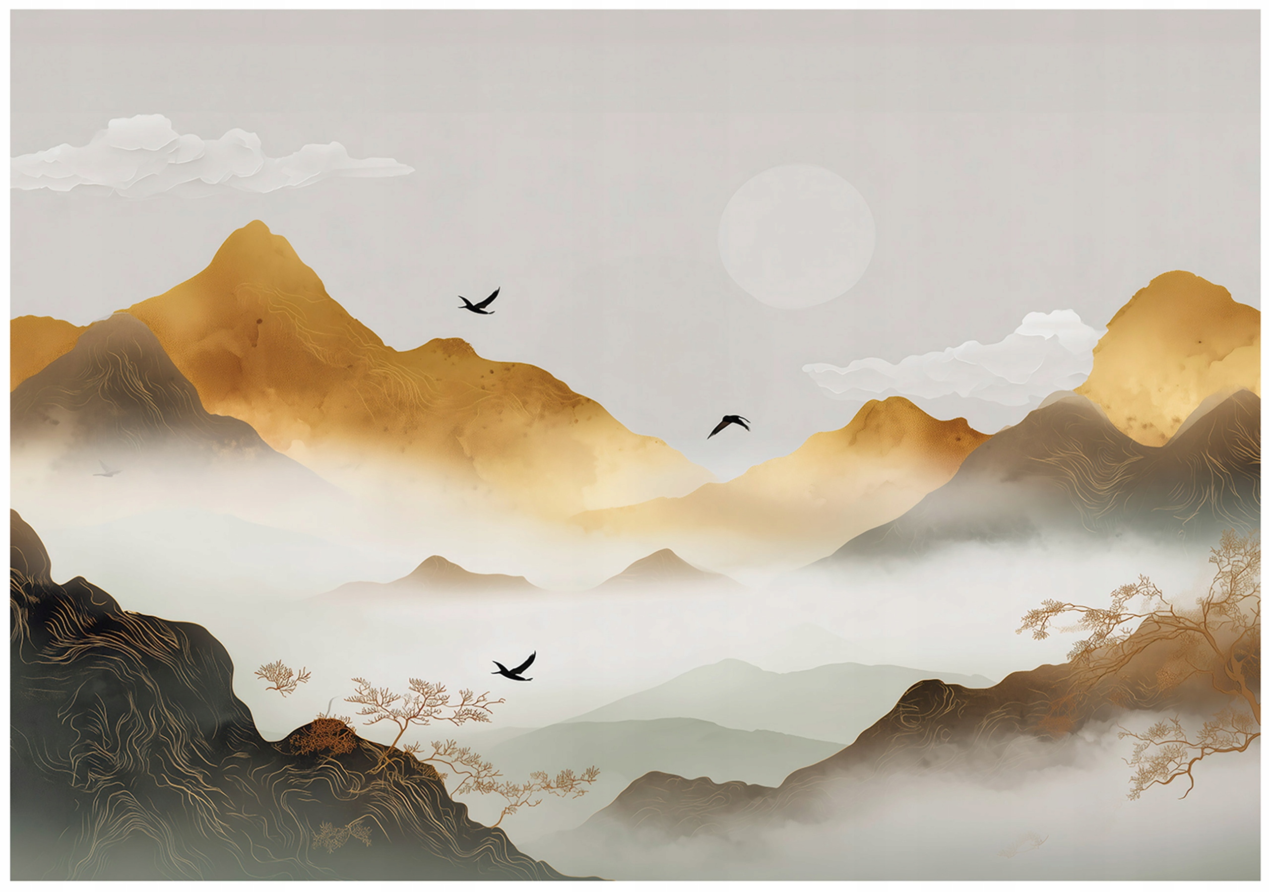 Fototapeta Hory Krajina Boho Béžová Ložnice Obývací Pokoj Tapeta Flizelina 300x210