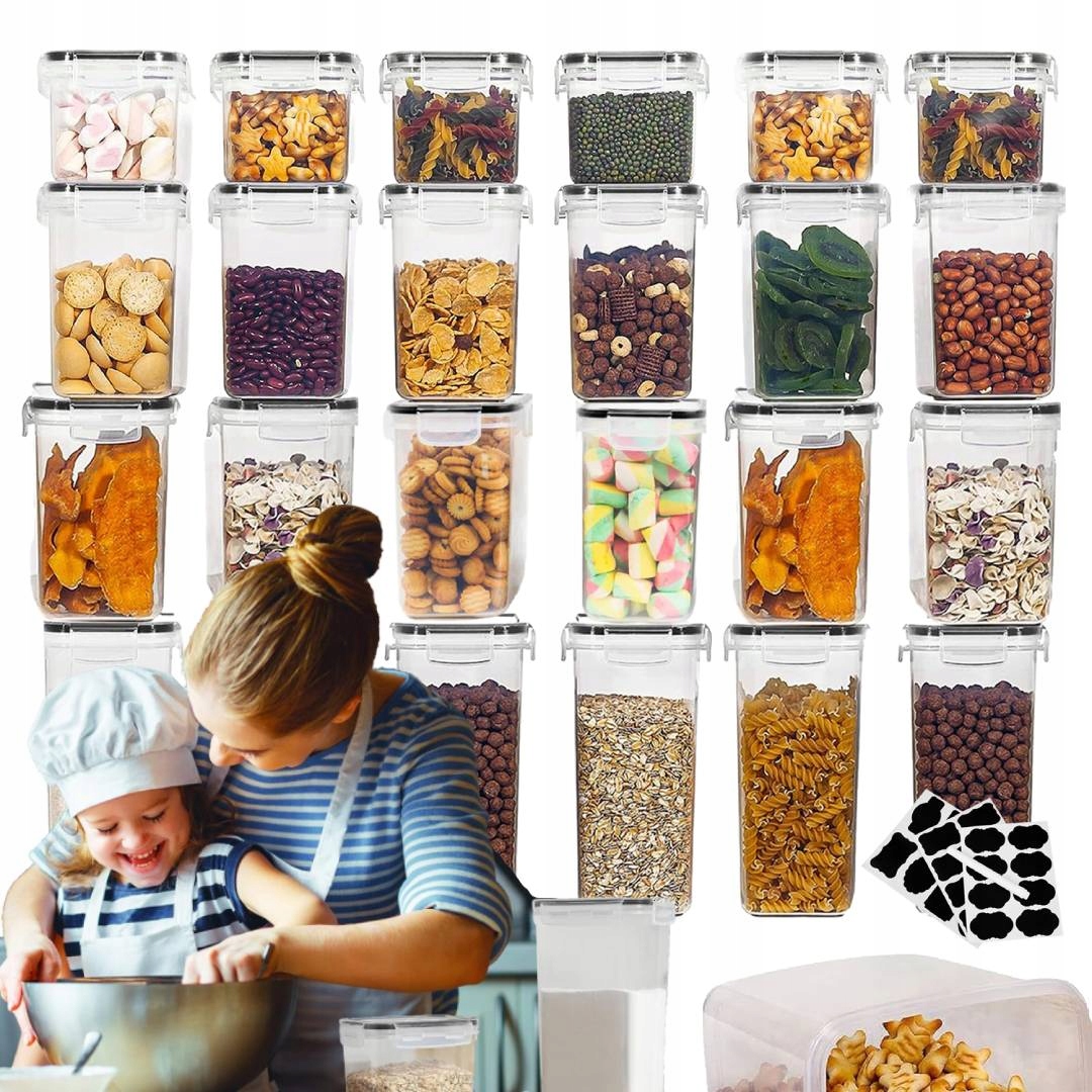 Kuchyňské Nádoby Na Potraviny Sypké Výrobky Sada 24 Ks Samolepky Pero