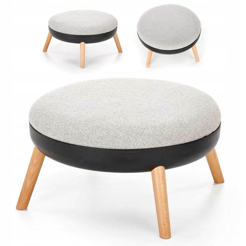 Podnóżek do Salonu SCANDI Szary Buk Skandynawski