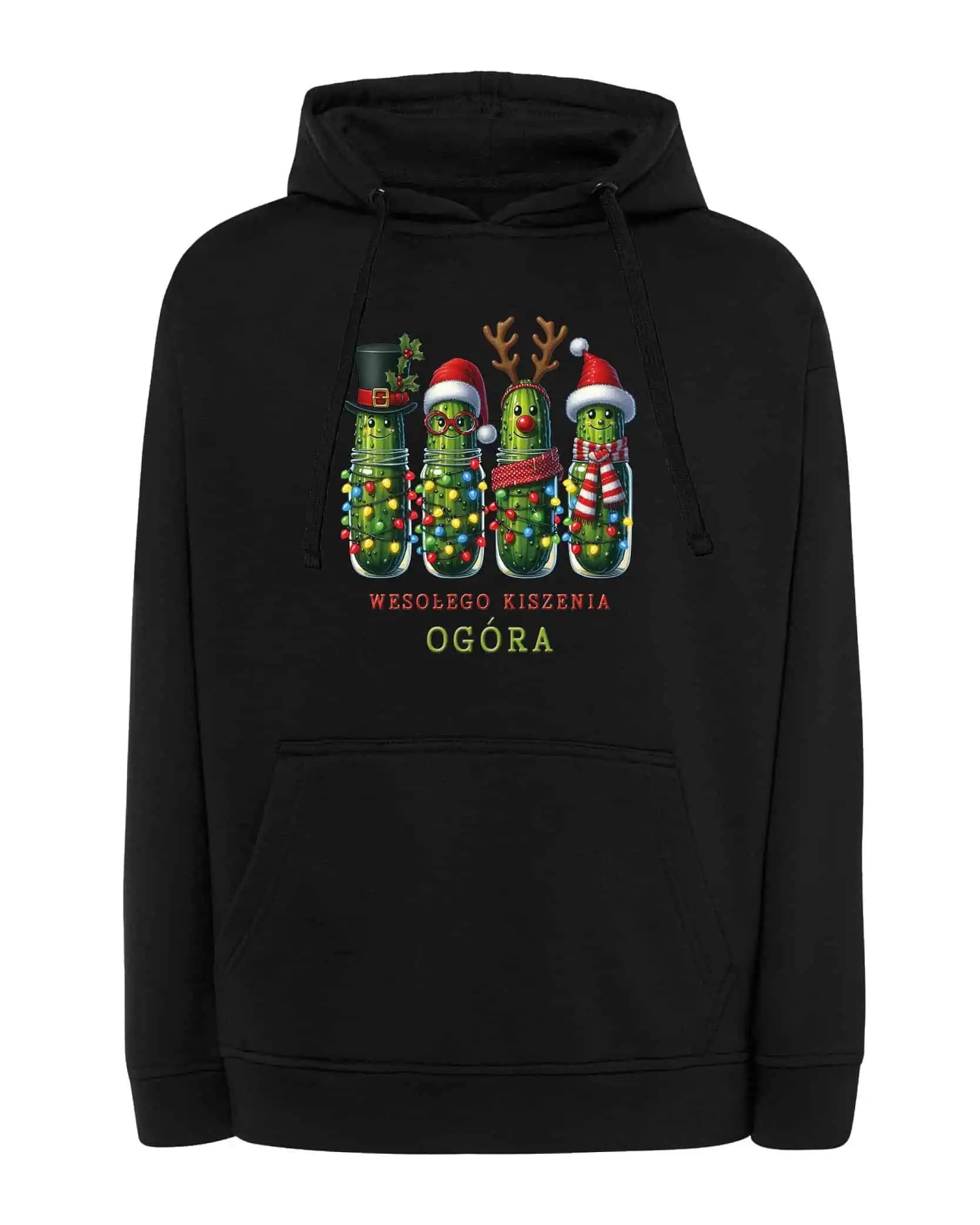 Mikina s kapucí Vánoční srandovní Okurka Černá XL