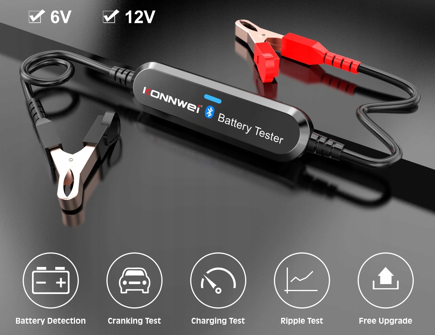 TESTER DO AKUMULATORÓW 6V 12V Bluetooth 5.0 Polski EAN (GTIN) 5706530918772