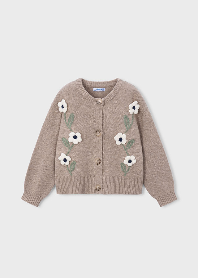 Mayoral Sweter rozpinany Kwiaty 4323 Beżowy -rozm 128