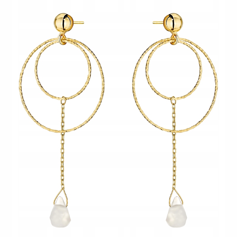 Zlaté Náušnice Dámské pr. 585 Závěsná diamantová kolečka Kolečka 14k