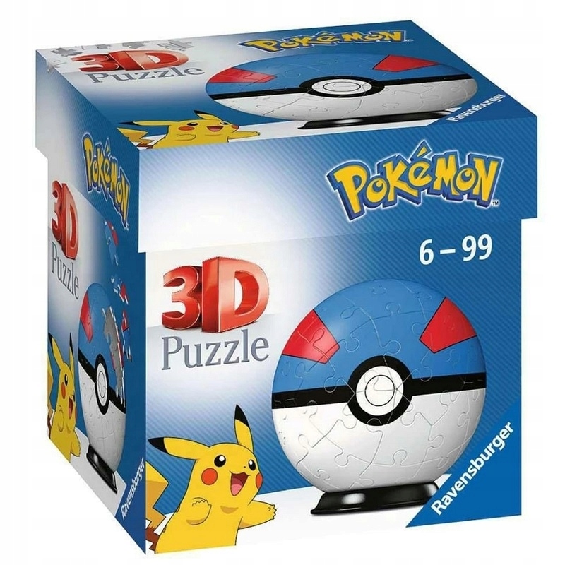 

Ravensburger, Puzzle 3D: Kula Pokemon niebieska