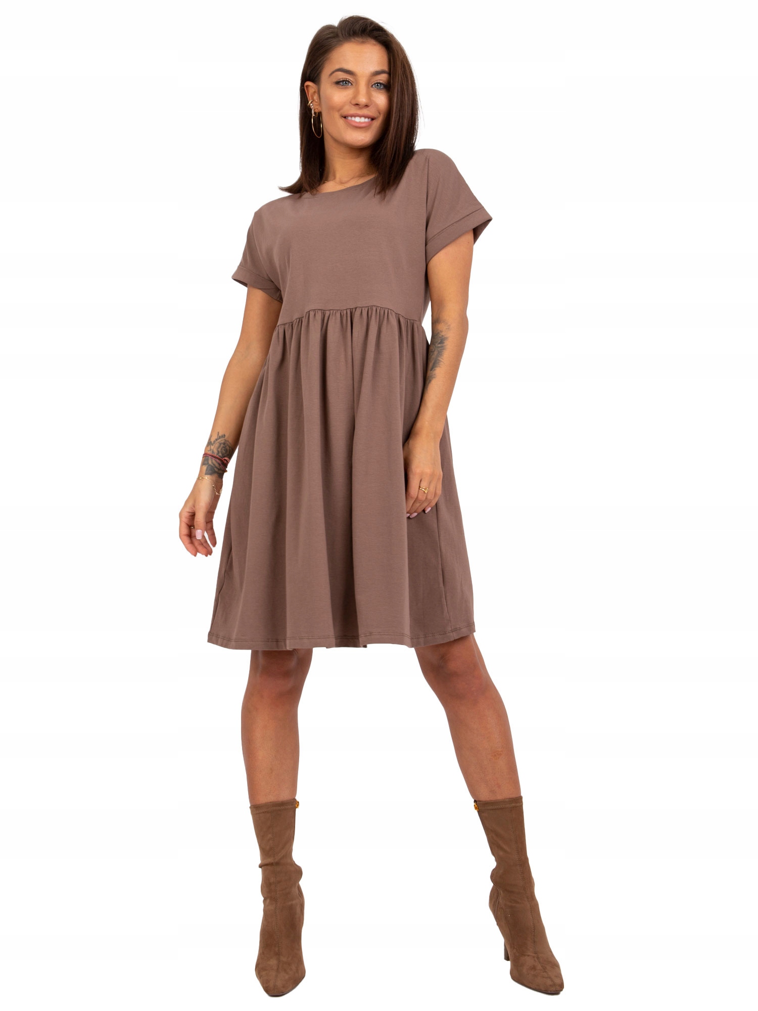 Sukienka Damska letnia rozkloszowana basic bawełniana