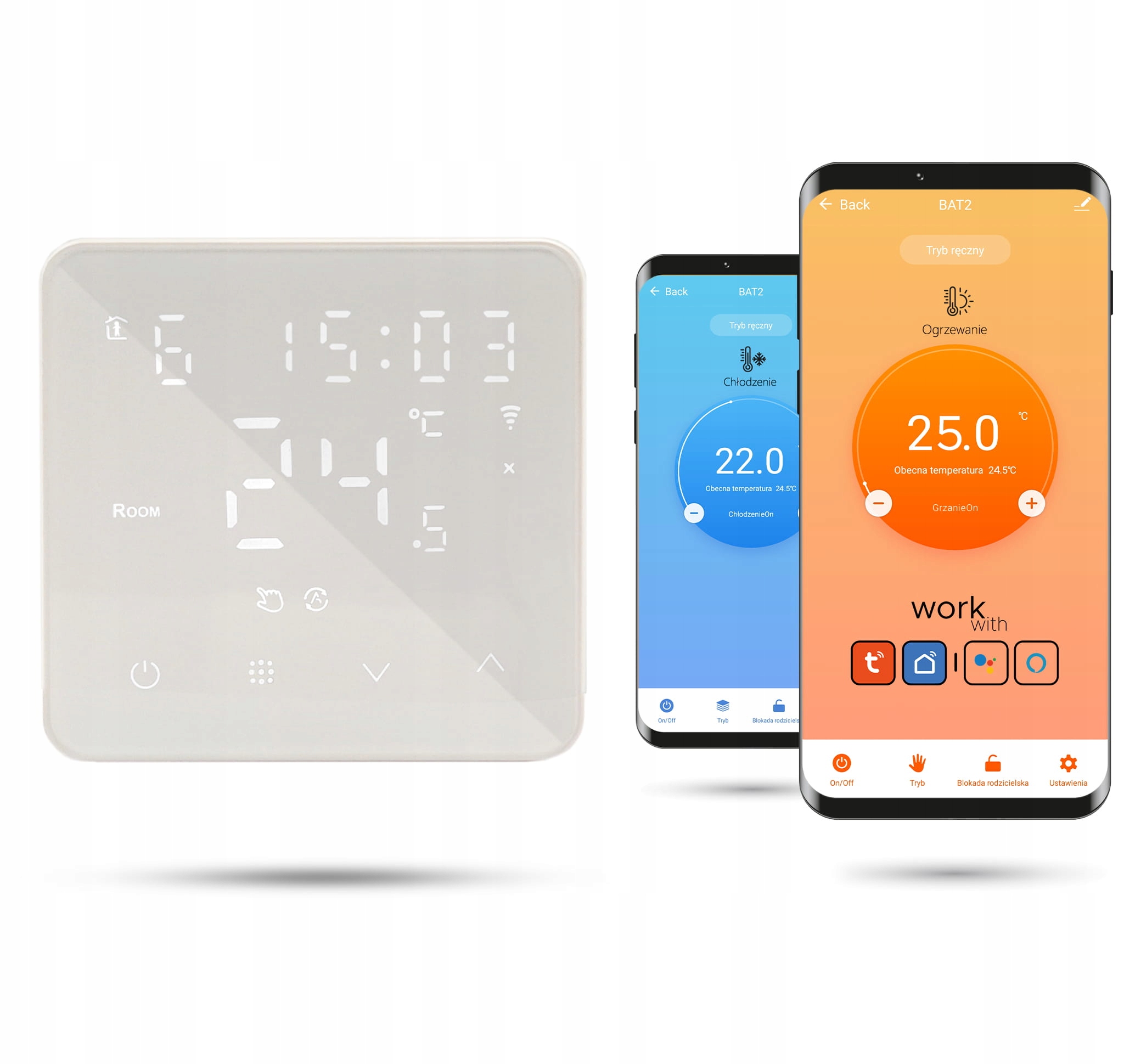 Termostatový izbový regulátor Zigbee Tuya na batérie BAT2 Biely