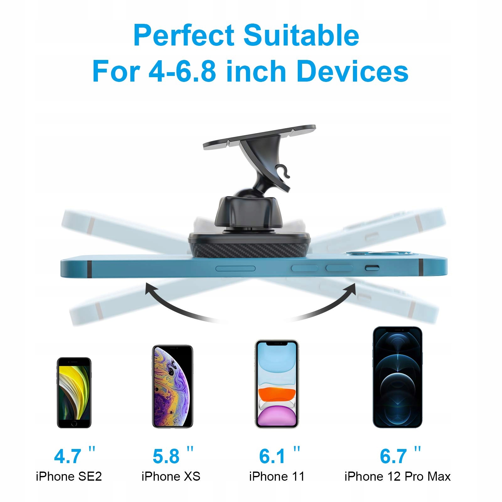 APPS2CAR Magnetyczny Uchwyt Samochodowy 360 Stopni Do iPhone Android — miniatura 6