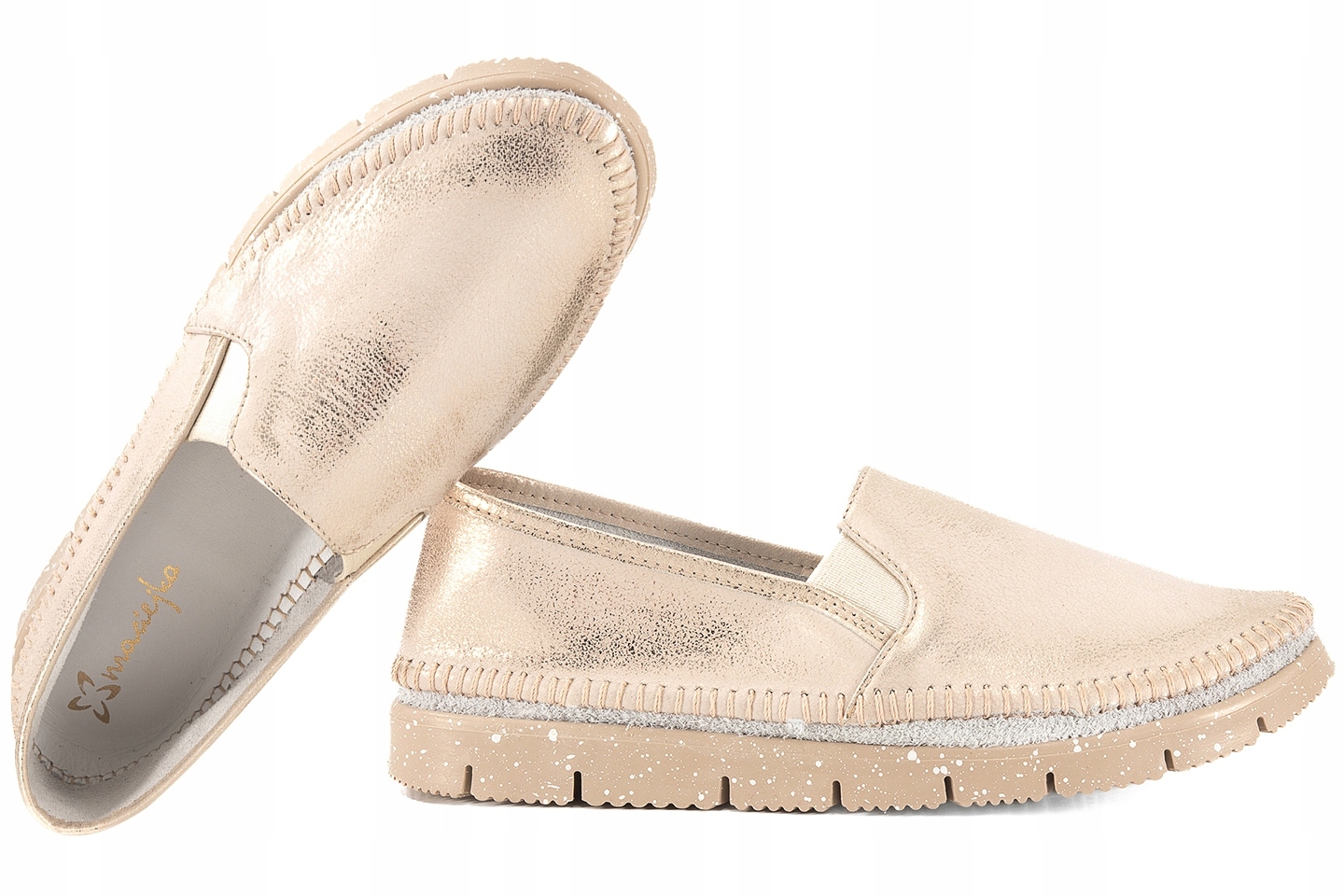 Maciejka 03512-25 Dámské Kožené Polobotky Espadrilky Mokasíny 38 Zlatá