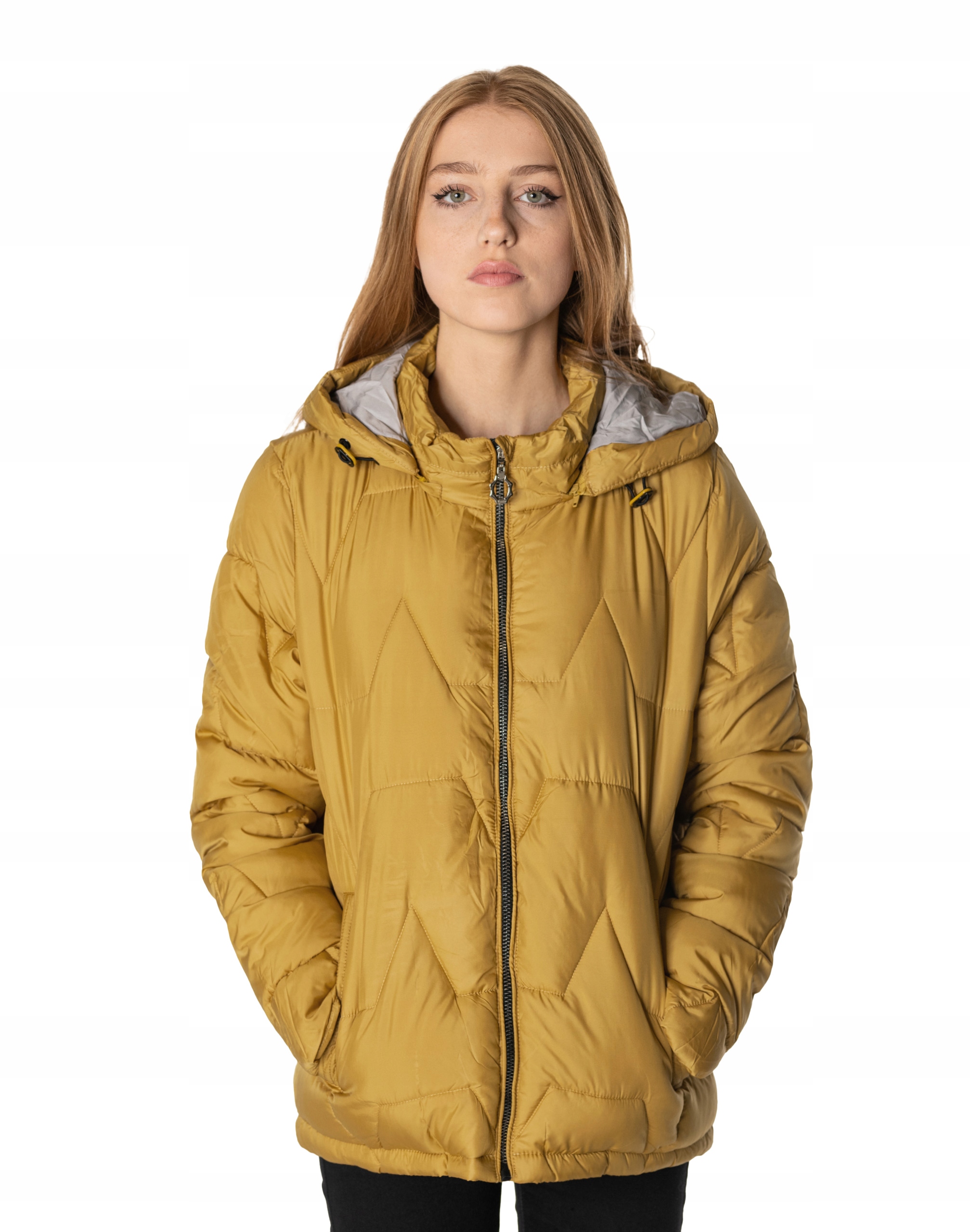 Teplá dámská zimní zateplená péřová bunda s kapucí s kapucí