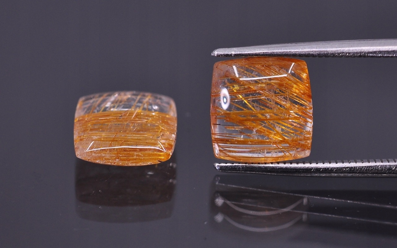 Křemen s rutilem čočka Para cushion 8x8 mm