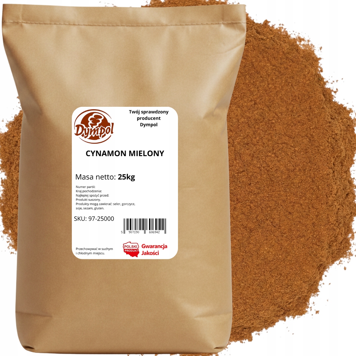 Skořice mletá aromatická přírodní, čerstvá, vysoká kvalita Dympol 25 kg