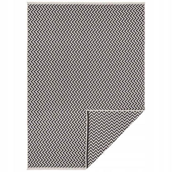 Koberec na terasu Iwin, černý krémový, 120 x 170 cm