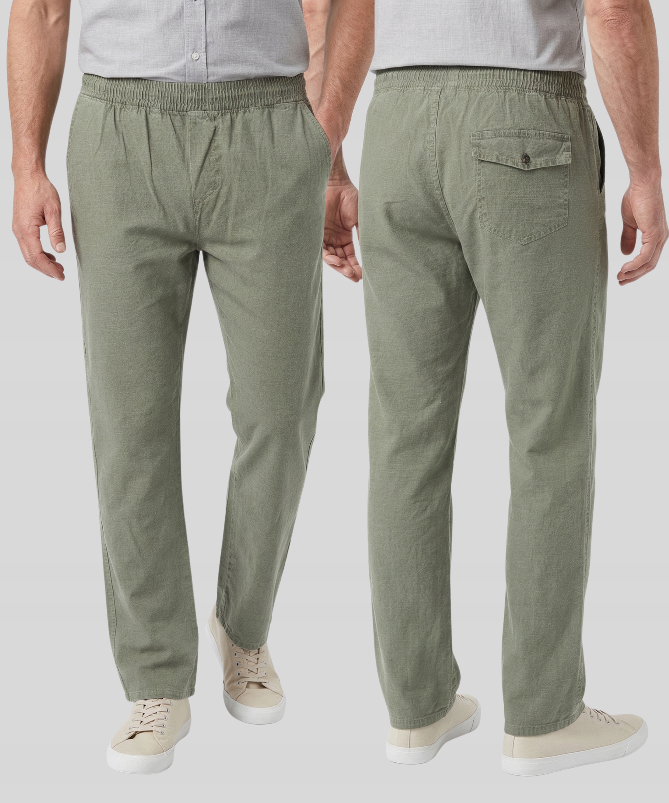 Spodnie Materiałowe Męskie Bawełna Letnie Wiosenne Casual Zielony 3XL