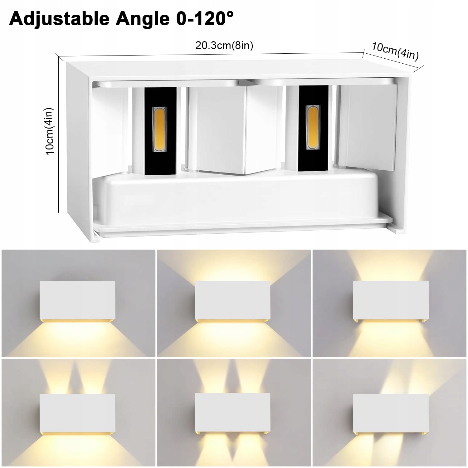 KINGWEN 20W LED Lampy Ścienne Wewnętrzne Zewnętrzne 4 Sztuki 3000K — miniatura 2