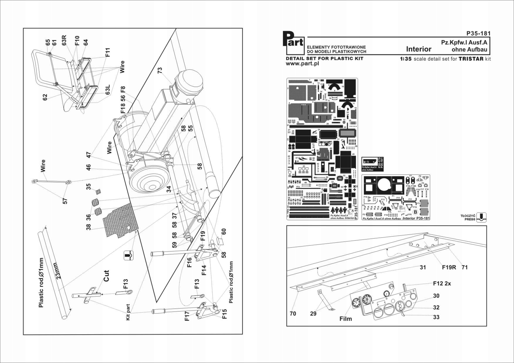 Část P35-181 1/35 Pz.Kpfw.I Ausf.A ohne Aufbau (Tristar)