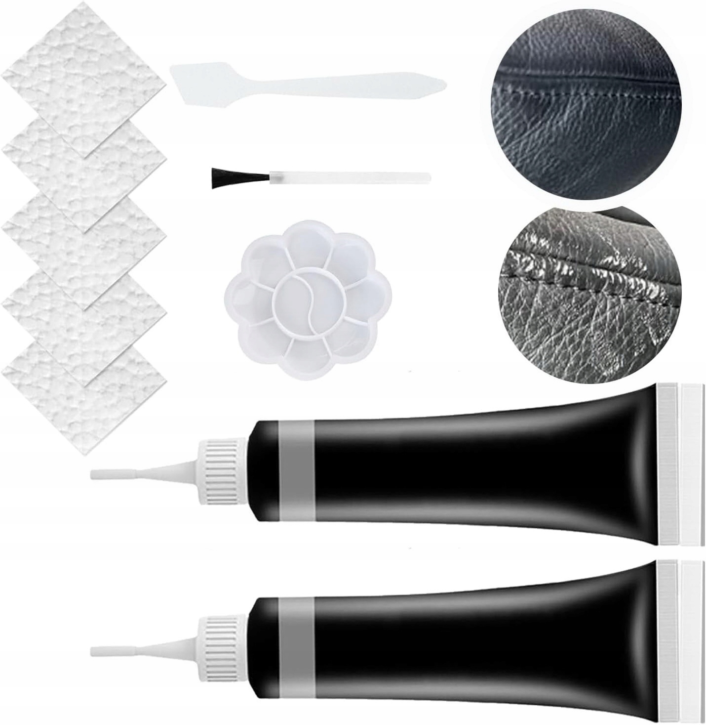 Zestaw Naprawczy Czarny 40 ml Do Renowacji Tapicerki Skóry Szpachla Farba