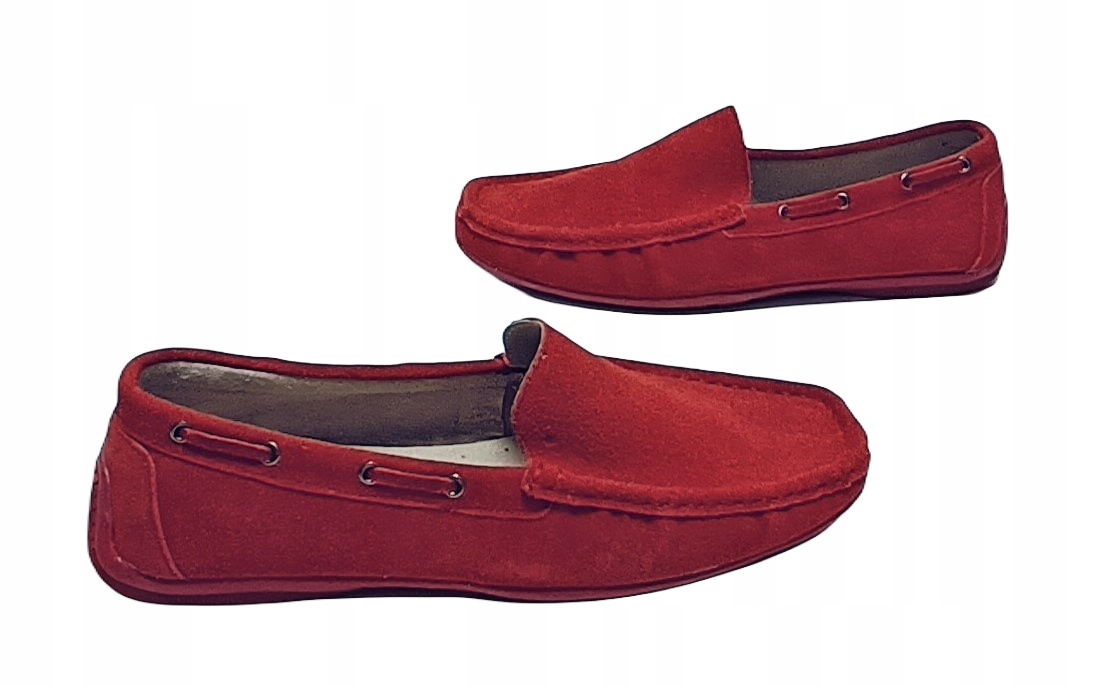 Mokasíny semišová kůže American Club JK03/20 červená r42