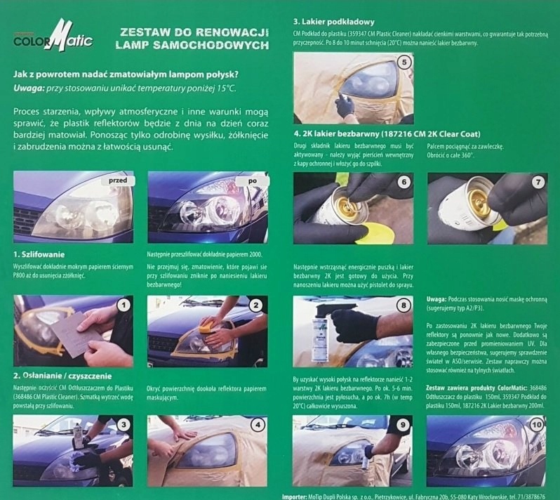 359248/MTP MOTIP ZESTAW DO POLEROWANIA REFLEKTOROW Rodzaj polerowanie lamp