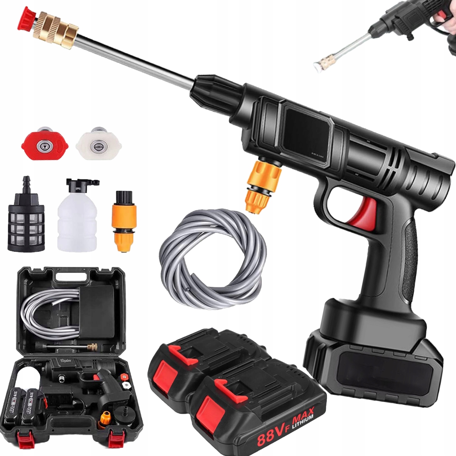 Mocna Myjka Ciśnieniowa Akumulatorowa 1500W Z 2AKU